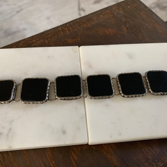 Black Lucite and Solver-tone Bracelet - Picture 2 of 4